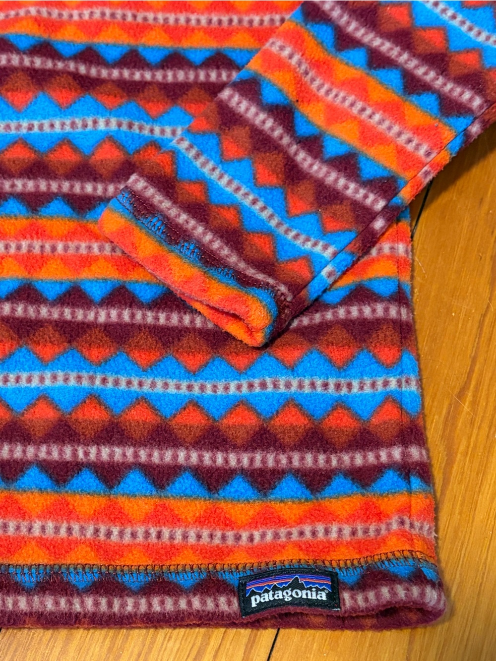 Patagonia 4T Micro D fleece crew pullover Aztec red blue - Picture 2 of 6